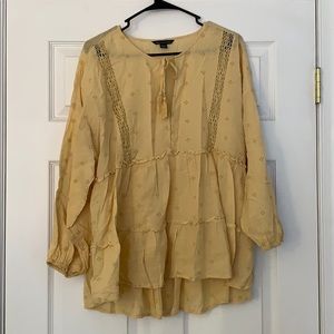 American Eagle BoHo Yellow Flowy Blouse Top